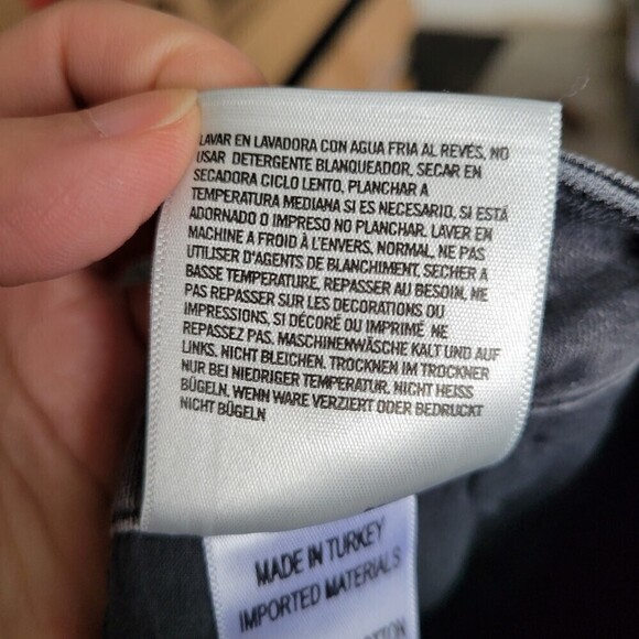 AGOLDE Chloe Low Rise Cotton Blend Washed Out Distressed Gray Denim Jeans Sz 28 - Picture 9 of 10